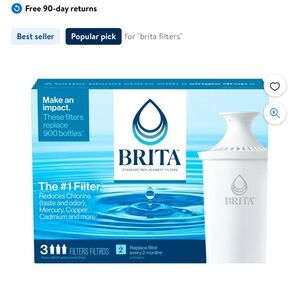 Brita Standard Water Filter, Replacement Filters, BPA Free, 3 Count